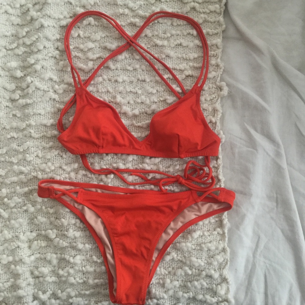 Jcrew Bikini size xs red orange